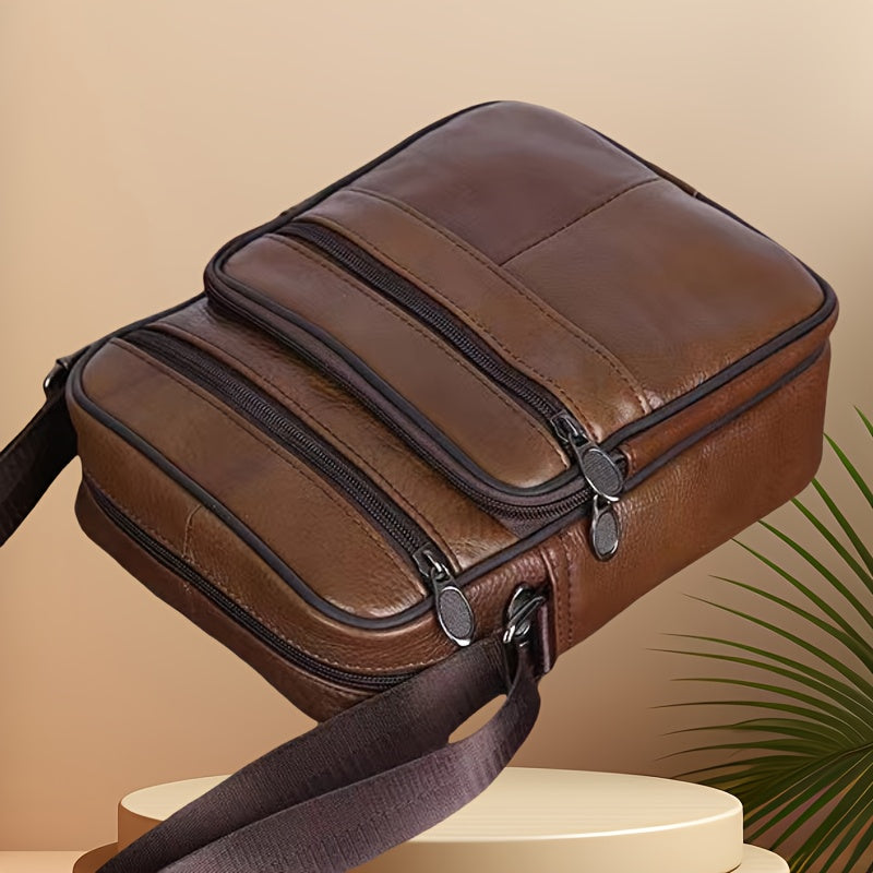 BowLift | Men’s Leather Shoulder Bag | Genuine Cowhide Crossbody | Adjustable Strap
