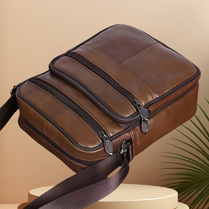 Leather Men's Shoulder Bag – Spacious Cowhide Bag with Adjustable Strap | Bowlift