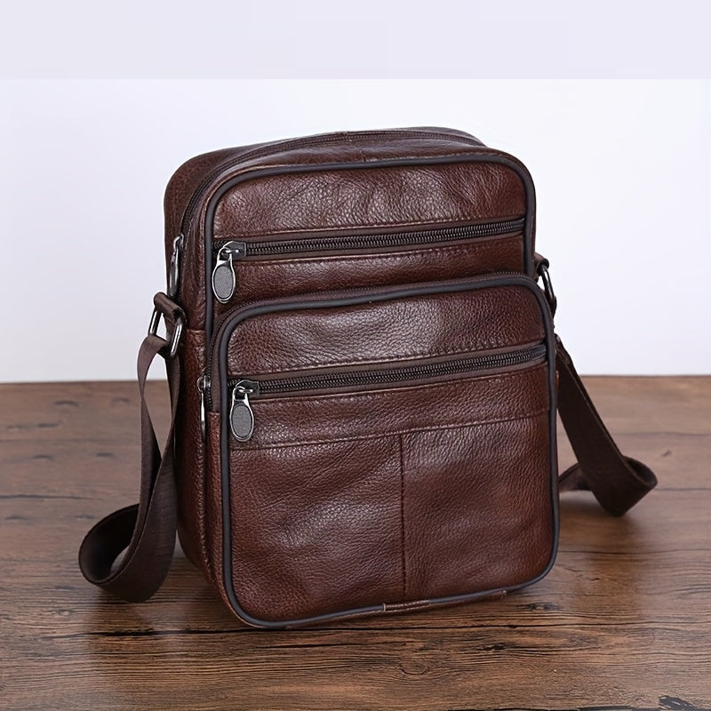 BowLift | Leather Men’s Shoulder Bag – Spacious Cowhide Bag with Adjustable Strap