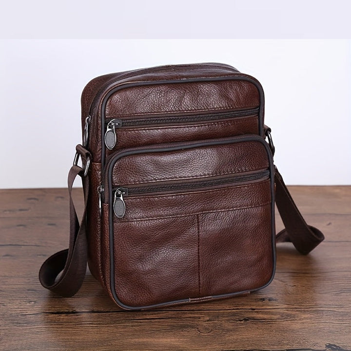 BowLift | Leather Men’s Shoulder Bag – Spacious Cowhide Bag with Adjustable Strap