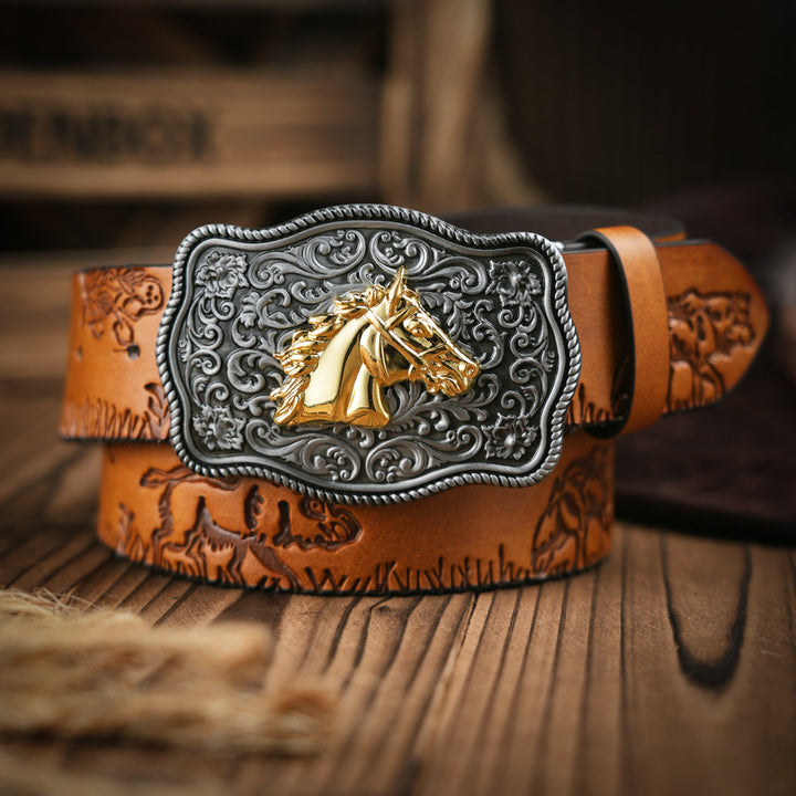 BowLift | Men’s Belt | Western Style | Vegan Leather & Durable Metal Buckle