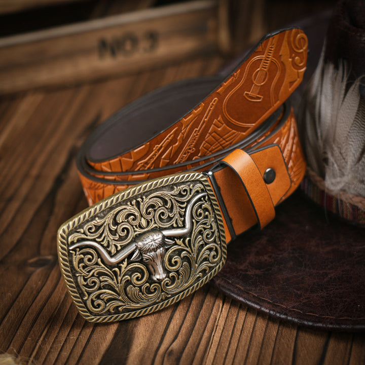 BowLift | Men’s Belt | Western Style | Vegan Leather & Durable Metal Buckle
