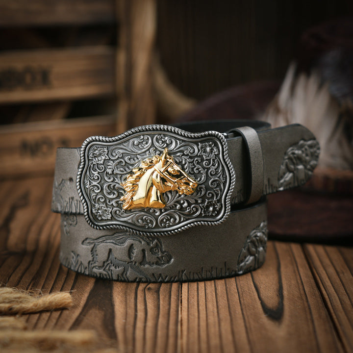 BowLift | Men’s Belt | Western Style | Vegan Leather & Durable Metal Buckle