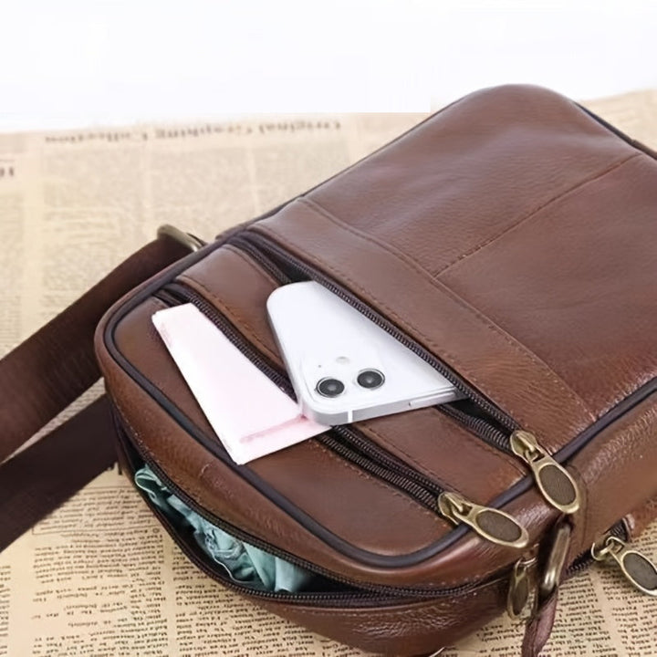 Leather Men's Shoulder Bag – Spacious Cowhide Bag with Adjustable Strap | Bowlift