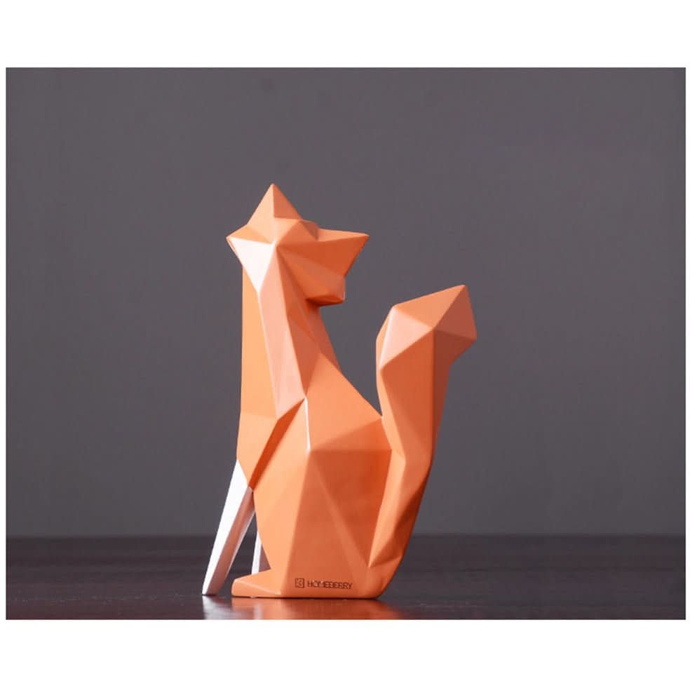 BowLift | Geometric Fox Figurine – Modern Resin Sculpture