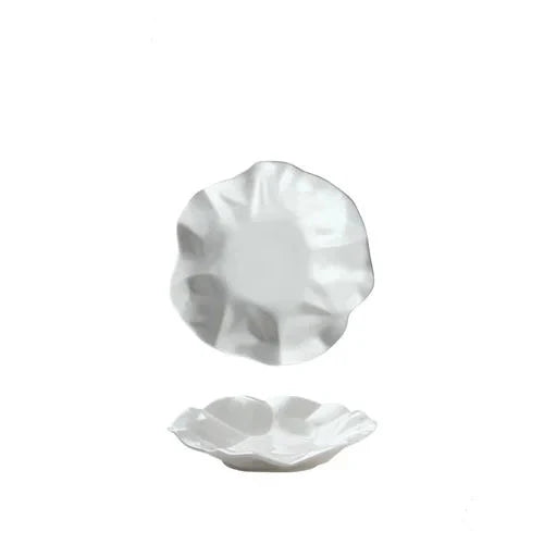 French Ceramic Tableware Irregular White Creative Pleated Paper Plate | Bowlift