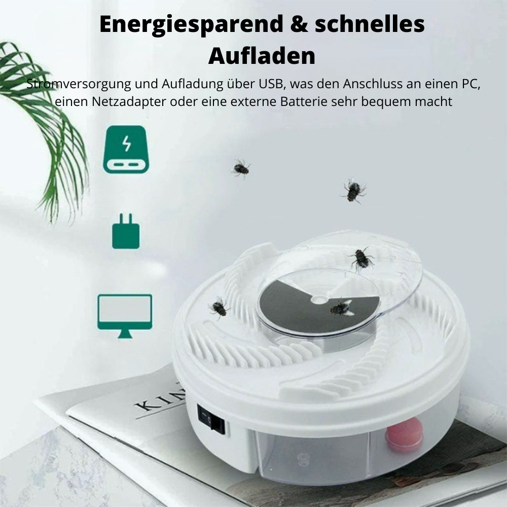 BowLift | InsektoSilent Fly Trap with Rotation & Bait Chambers | Quiet & Eco-Friendly | For Indoor & Outdoor