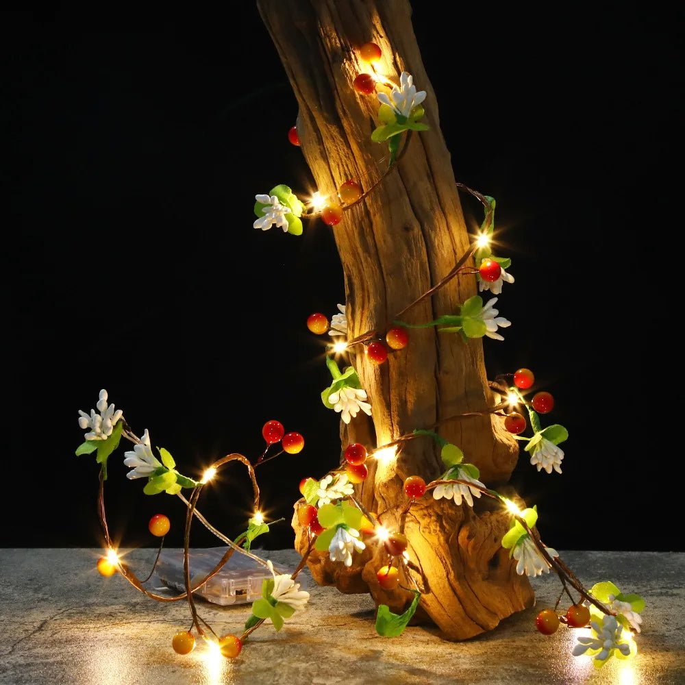BowLift | Fruit And Flower String Lights – Battery-Powered Garland with Copper Wire, Perfect for Christmas, Thanksgiving, and Holiday Décor