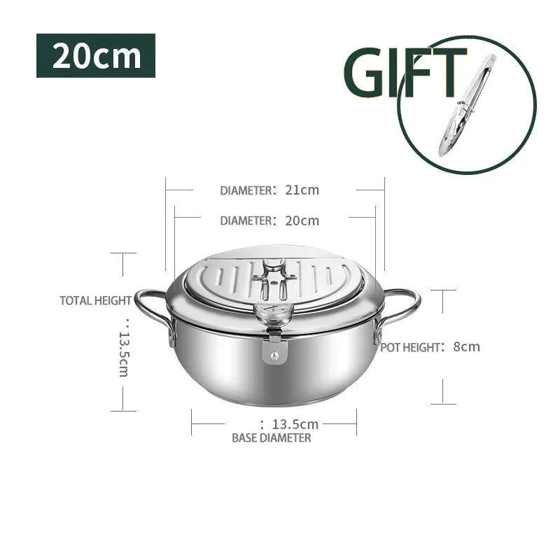 Frying Pot Stainless Steel Induction Temperature Control Mini Fryer Pan | Bowlift