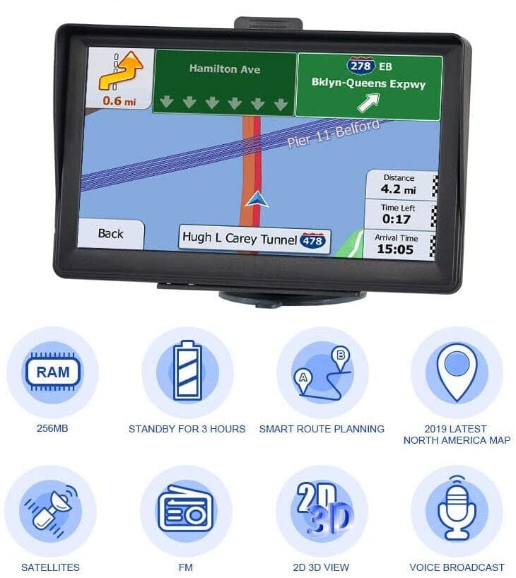 BowLift | 7" GPS Navigation System | Upgraded with Live Traffic Updates & Pre-Loaded UK & EU Maps for Cars and Trucks