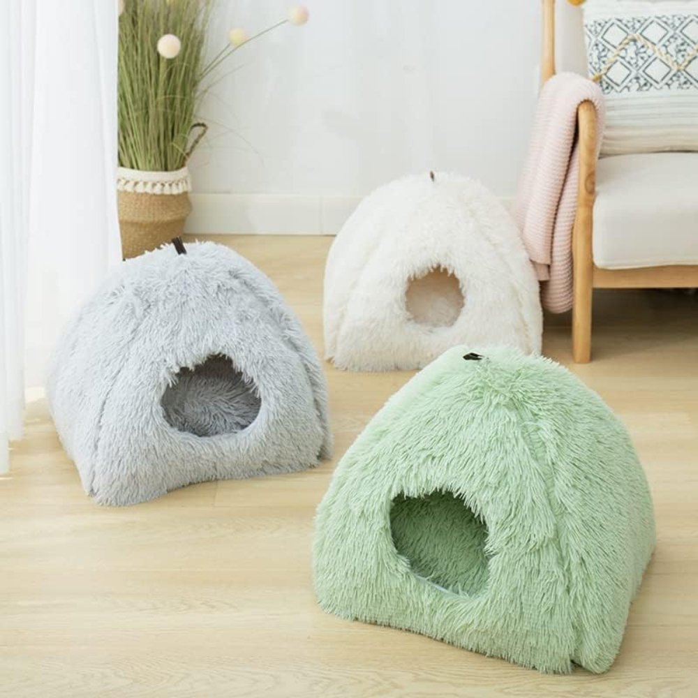 FurryHaven • Plush Cave Cat Bed - Plush Cave Cat Bed - BowLift