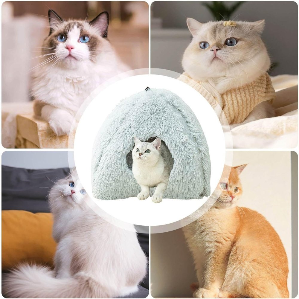 FurryHaven • Plush Cave Cat Bed - Plush Cave Cat Bed - BowLift