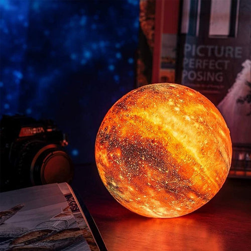 BowLift | Galaxy Moon Lamp – 3D Printed Lunar Light with 16 Colors, Wooden Stand & Remote Control