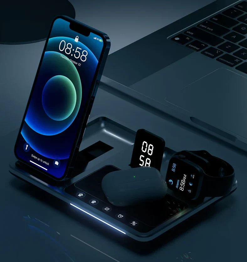 BowLift | EasyCharge - 4-in-1 Wireless Charging Station for iPhone, Apple Watch and AirPods - Fast and Efficient Charger