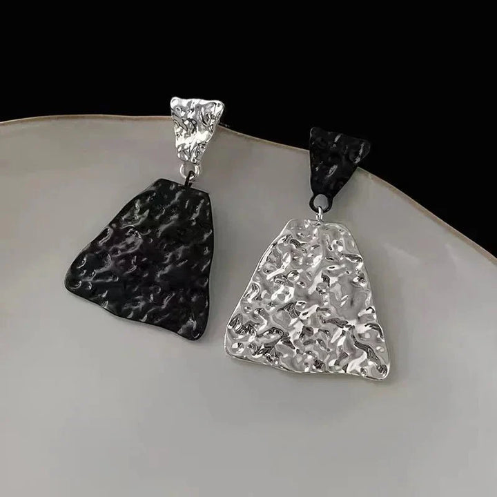 BowLift | Geometric Textured Black and White Earrings