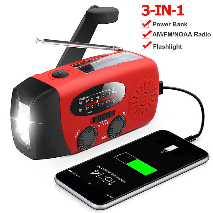BowLift | Self-Powered Emergency Radio – Hand Crank, Solar, Flashlight & Power Bank – FM/AM Radio, Essential for Disasters and Emergencies