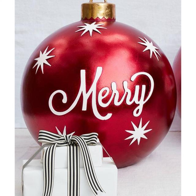 BowLift | Giant Inflatable Christmas Ornament, 24 Inch Christmas Ball Outdoor Holiday Yard Lawn Porch Decor