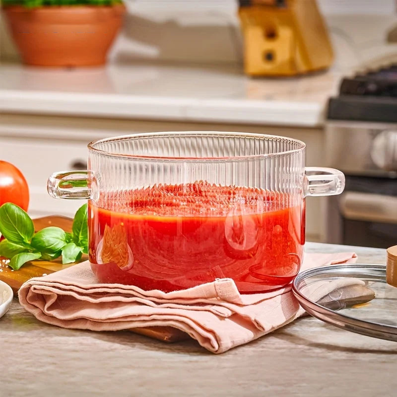 Glass Cooking Pot With Lid Heat-Resistant Borosilicate Glass Pot | Bowlift