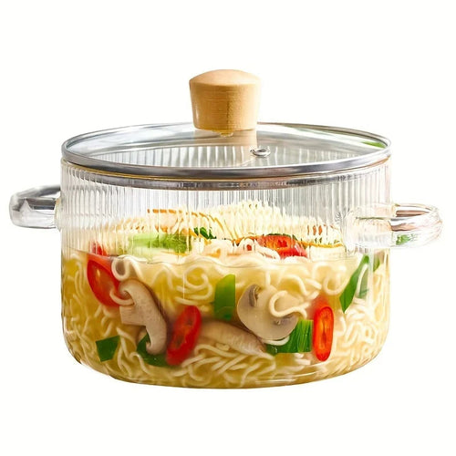 Glass Cooking Pot With Lid Heat-Resistant Borosilicate Glass Pot | Bowlift