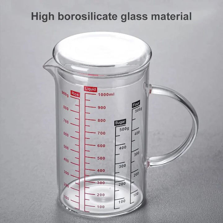 Glass Measuring Cup Food Grade High Borosilicate Glass Cups with Lid | Bowlift
