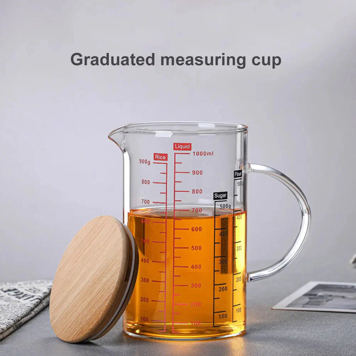 Glass Measuring Cup Food Grade High Borosilicate Glass Cups with Lid | Bowlift