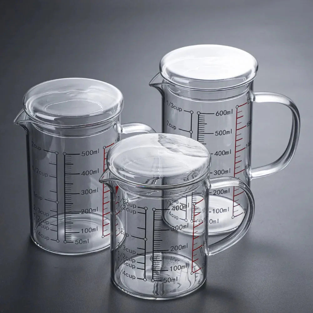 Glass Measuring Cup Food Grade High Borosilicate Glass Cups with Lid | Bowlift