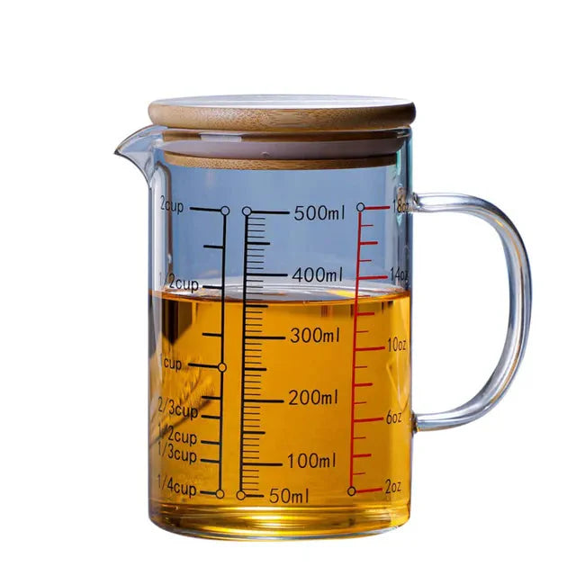 Glass Measuring Cup Food Grade High Borosilicate Glass Cups with Lid | Bowlift