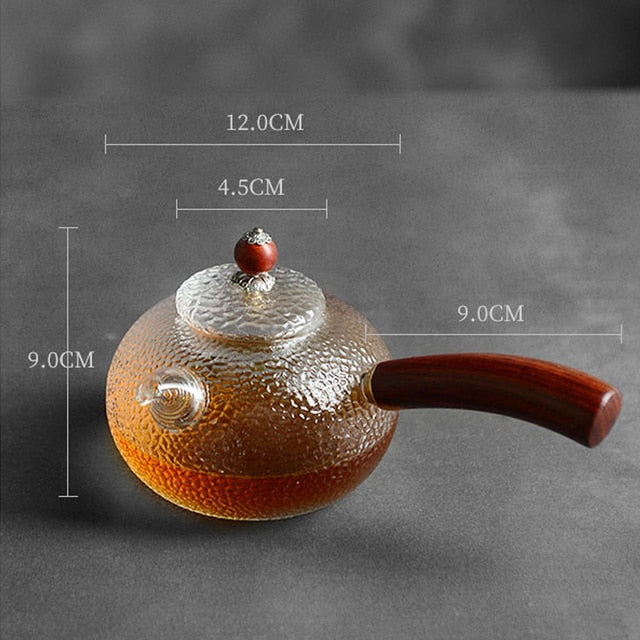 Glass Pot Filter Wood Handle Tea Ceremony Transparent Teawear Sets | Bowlift