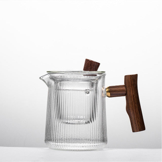 Glass Pot Filter Wood Handle Tea Ceremony Transparent Teawear Sets | Bowlift