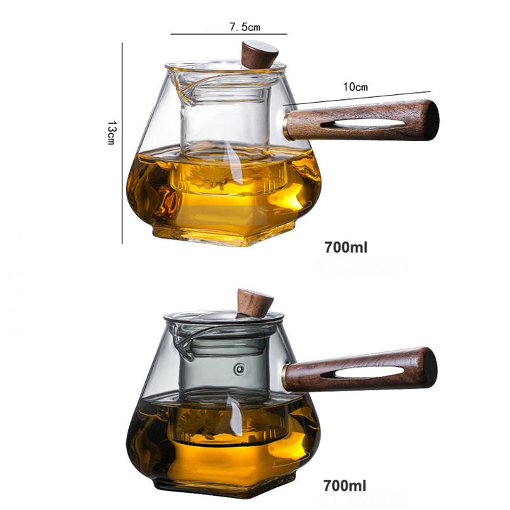 Glass Pot Filter Wood Handle Tea Ceremony Transparent Teawear Sets | Bowlift