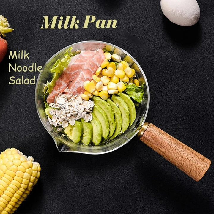 Glass Pot With Wooden Handle Transparent Household Kitchen Cookware | Bowlift