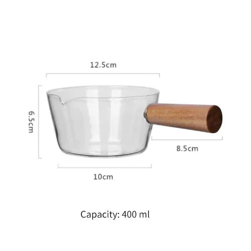 Glass Pot With Wooden Handle Transparent Household Kitchen Cookware | Bowlift