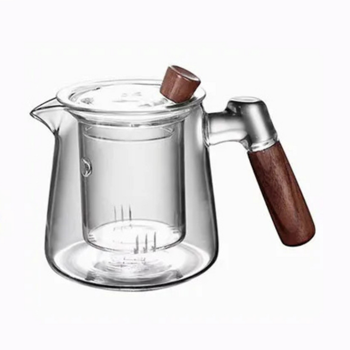 Glass Tea Kettle with Infuser Heat Resistant Teapot with Wooden Handle | Bowlift