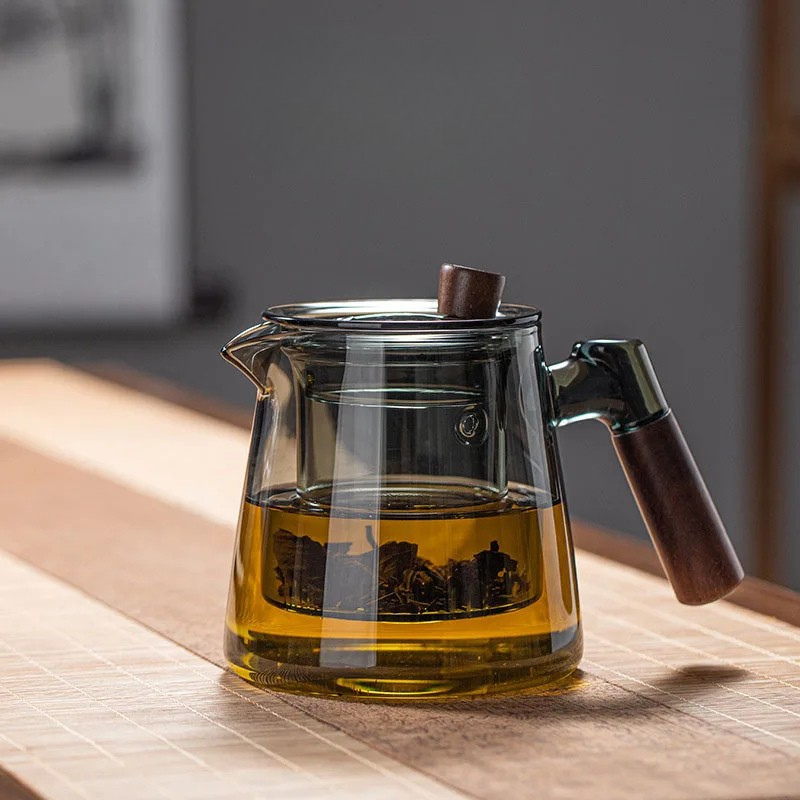 Glass Tea Kettle with Infuser Heat Resistant Teapot with Wooden Handle | Bowlift