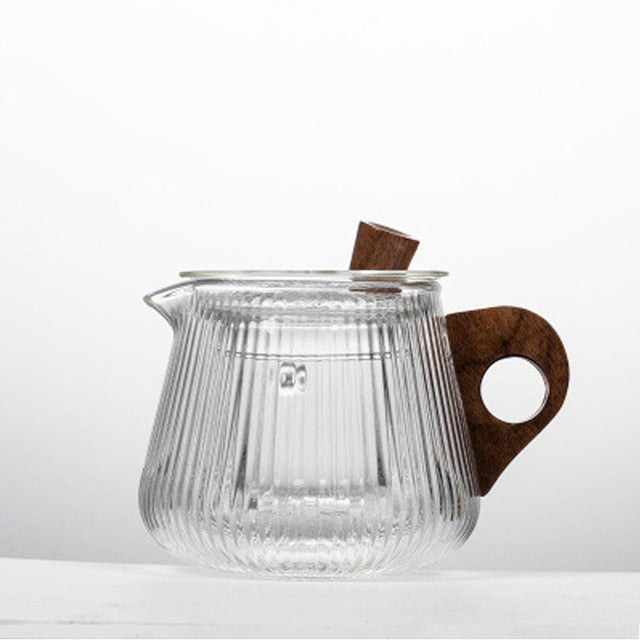 Glass Teapot Wood Handle Tea Ceremony Transparent Set Cup | Bowlift