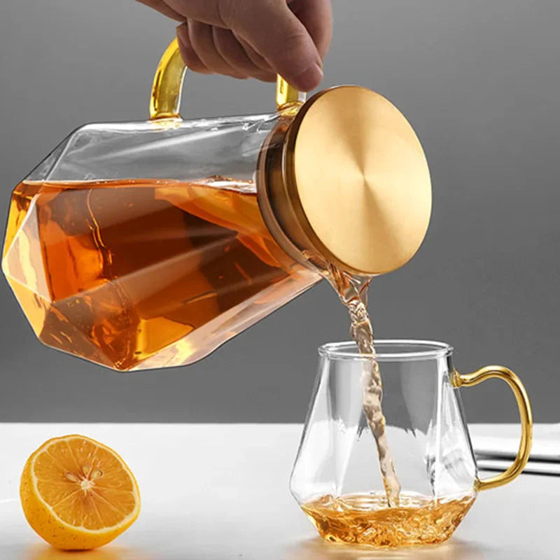 Glass Water Bottle Kettle Gradient Diamond Shaped Water Kettle Water Cups | Bowlift
