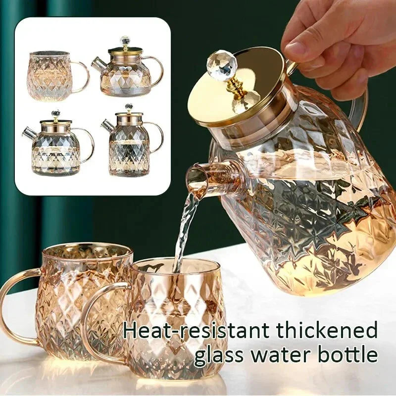Glass Water Bottles Amber Color Home Flower Teapot Kettle Thermal Pot | Bowlift