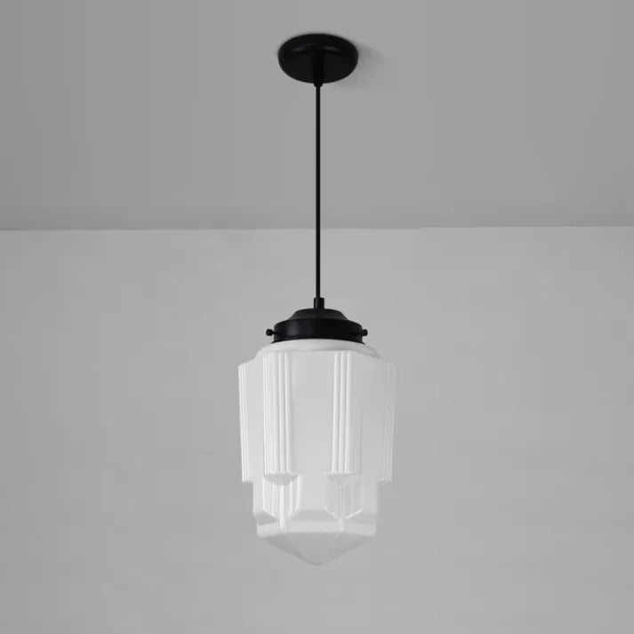 Vintage Geometric Hanging Lamp made of Matte Glass – Retro Pendant Light for Dining Room | Bowlift