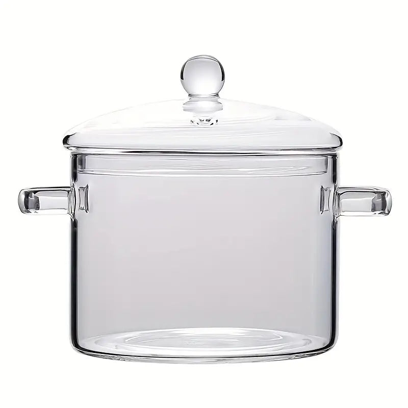 BowLift | KookZicht Glass – Transparent Glass Cooking Pot with Handles (1360 ml)
