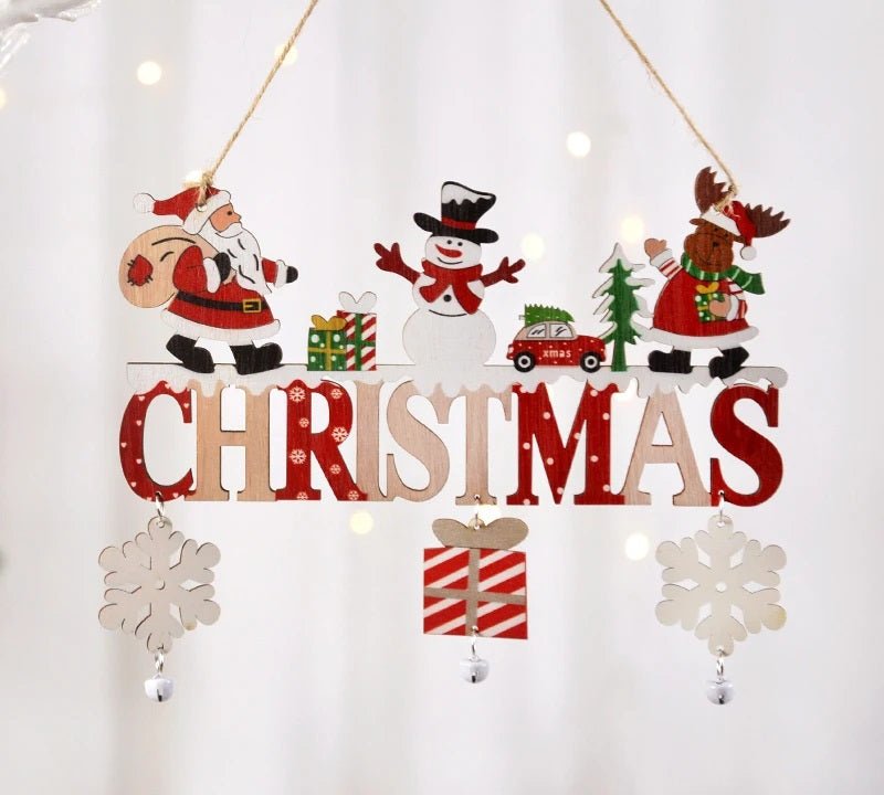 BowLift | Gnome Santa Claus Wooden Hanging Ornament Signage - Set of 5 – Festive Christmas Decoration for Home, Door, and Tree, Perfect for Holiday Cheer