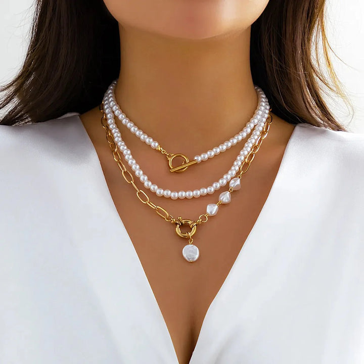 BowLift | Classy Beaded Pearl Necklace Stacks