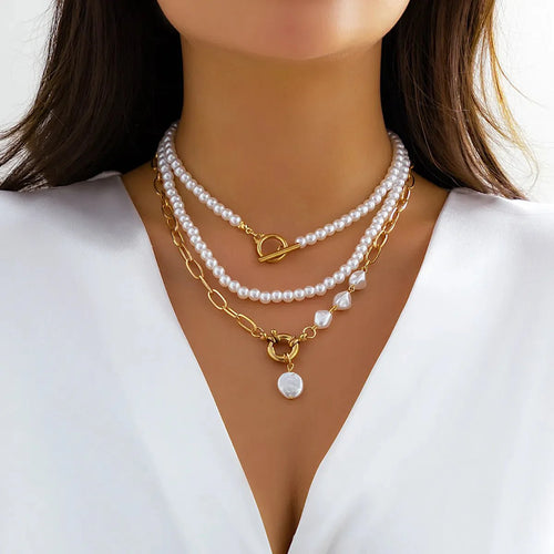 BowLift | Classy Beaded Pearl Necklace Stacks