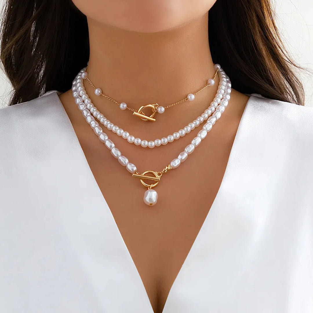 BowLift | Classy Beaded Pearl Necklace Stacks