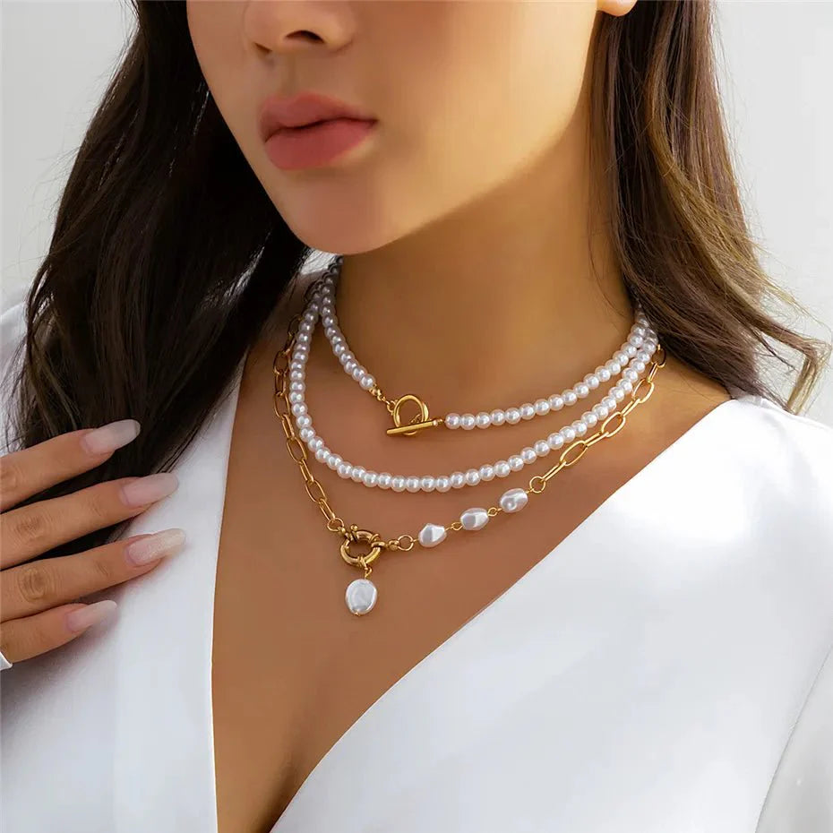 BowLift | Classy Beaded Pearl Necklace Stacks