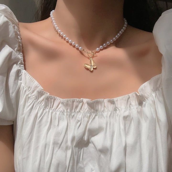 BowLift | Gold Crystal Butterfly Clasp Choker Necklace