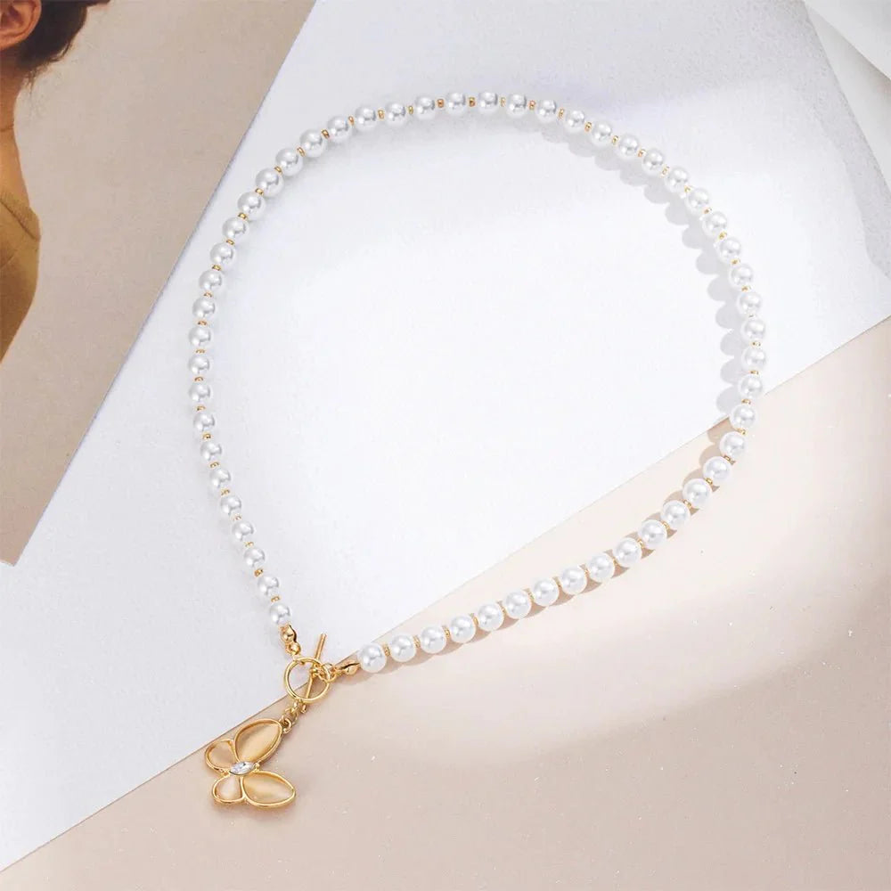 BowLift | Gold Crystal Butterfly Clasp Choker Necklace
