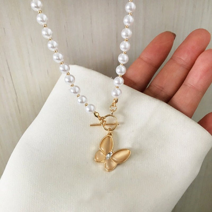 BowLift | Gold Crystal Butterfly Clasp Choker Necklace