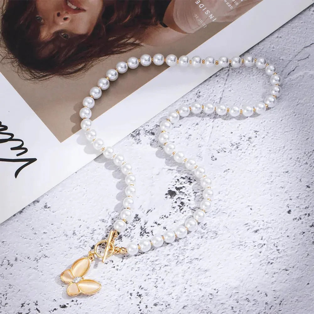 BowLift | Gold Crystal Butterfly Clasp Choker Necklace