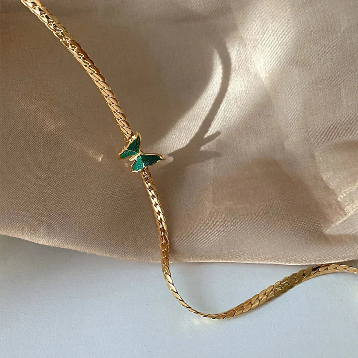 BowLift | Golden Herringbone Butterfly Choker Necklace