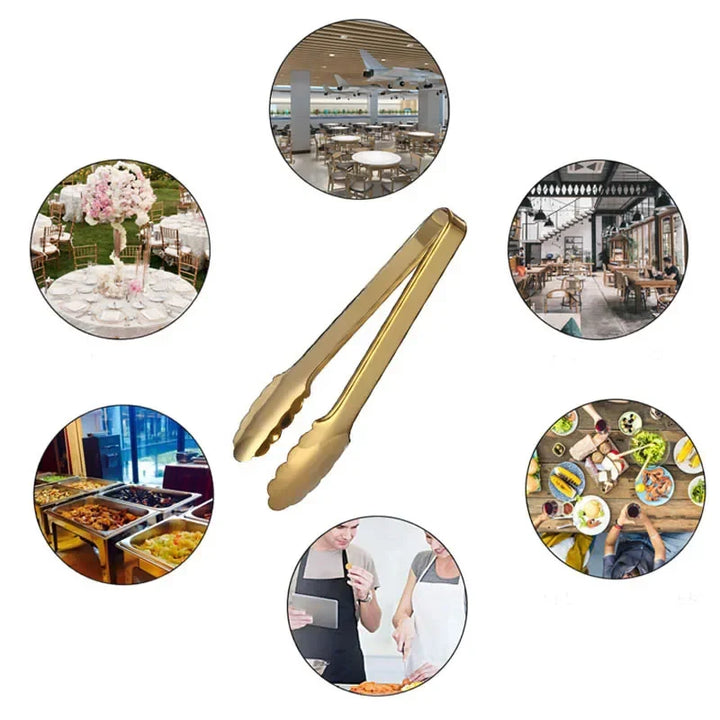 Golden Stainless Steel Food Tongs Kitchen Tools Serving Tong | Bowlift